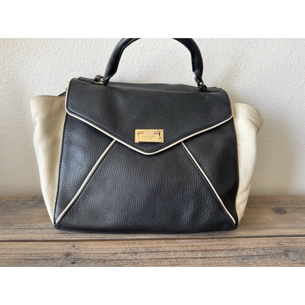 Kate Spade Laurel Wesley Place Satchel Crossbody Handbag Black And White